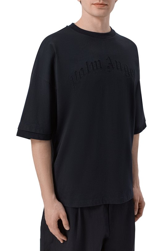 Хлопковая футболка Palm Angels PMAA10QS26JER001 Чёрный  PMAA10QS26JER001 Фото 3