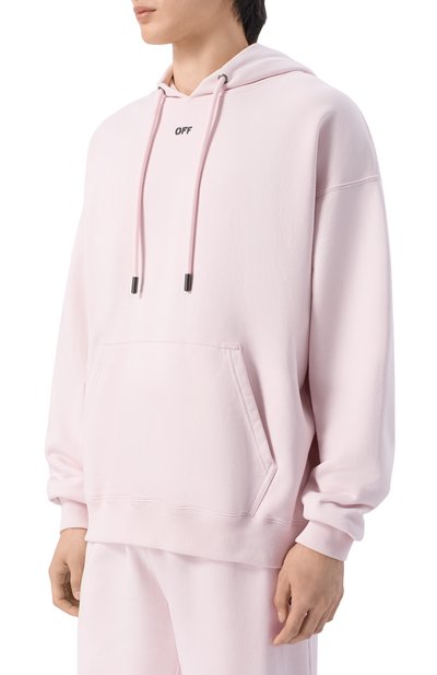 Хлопковое худи OFF-WHITE светло-розового цвета по цене 75800 руб., арт. 0MBB085S26FLE00J, фото 3 Хлопковое худи OFF-WHITE, арт. 0MBB085S26FLE00J, фото 3