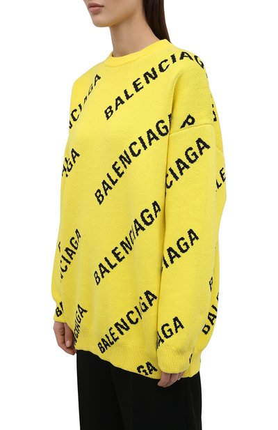 Свитер из хлопка и шерсти BALENCIAGA желтого цвета по цене 92200 руб., арт. 657528/T3200, фото 3 Свитер из хлопка и шерсти BALENCIAGA, арт. 657528/T3200, фото 3