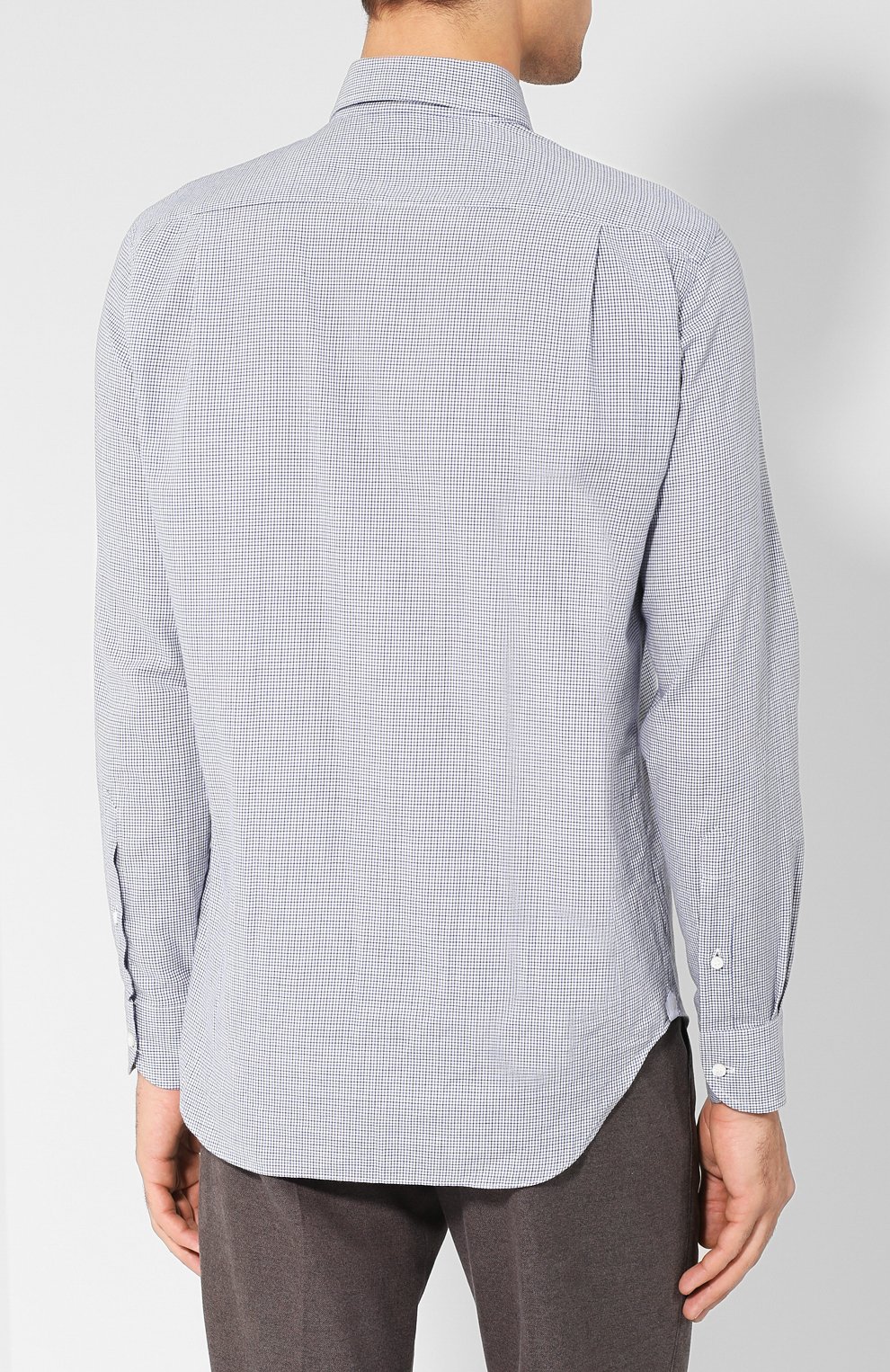 Хлопковая рубашка с воротником акула LORO PIANA синего цвета по цене 52800 руб., арт. FAI2445, фото 4 Хлопковая рубашка с воротником акула LORO PIANA, арт. FAI2445, фото 4