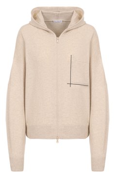 Женский кардиган из шерсти и кашемира BRUNELLO CUCINELLI бежевого цвета, арт. M16244706 | Фото 1 (Длина (для топов): Стандартные; Материал внешний: Шерсть, Кашемир; Рукава: Длинные; Женское Кросс-КТ: Кардиган-одежда, кардиган-трикотаж; Стили: Спорт-шик; Застежка: Молния)