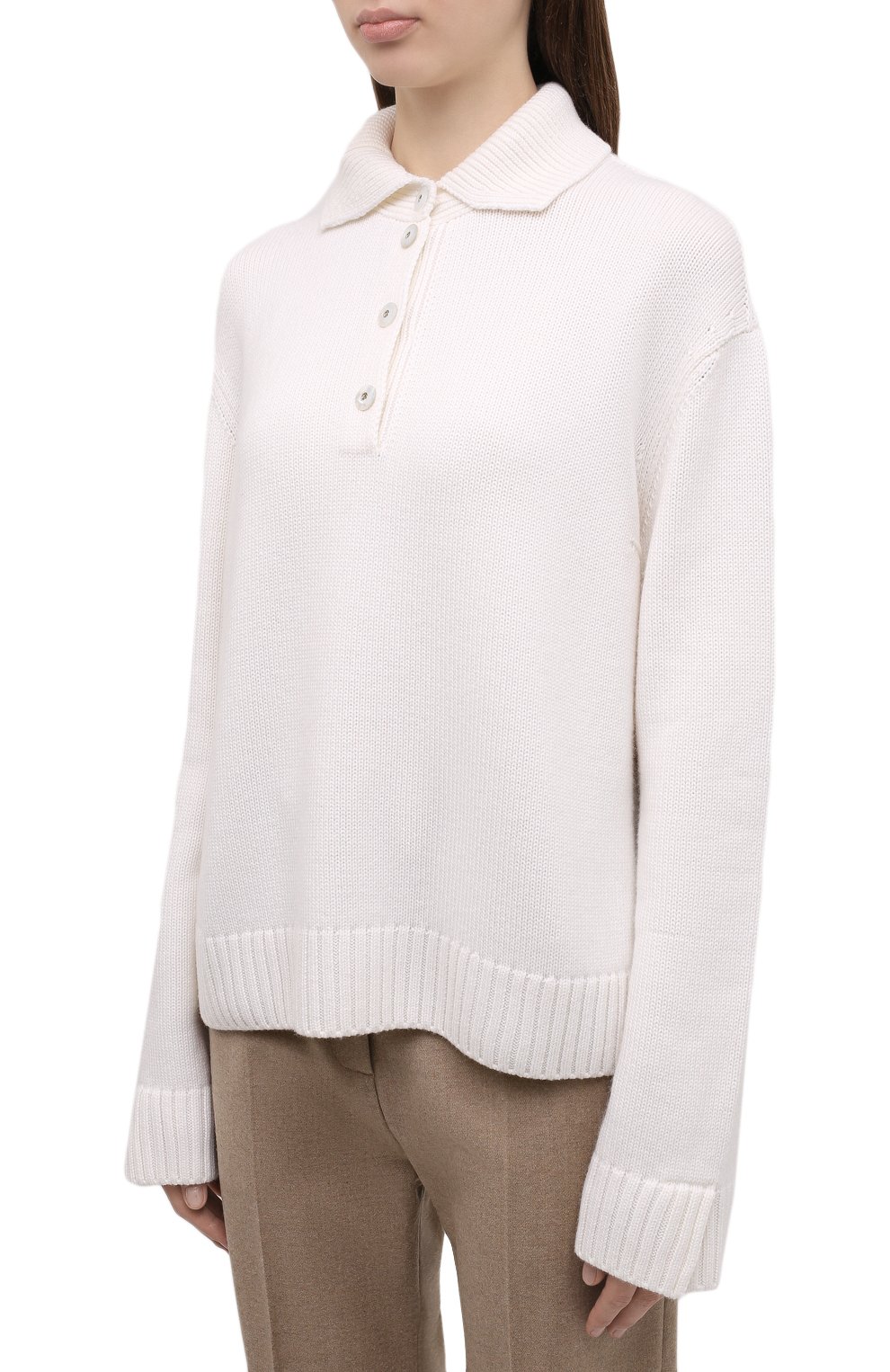 Кашемировое поло LORO PIANA кремового цвета по цене 224500 руб., арт. FAM0652, фото 3 Кашемировое поло LORO PIANA, арт. FAM0652, фото 3