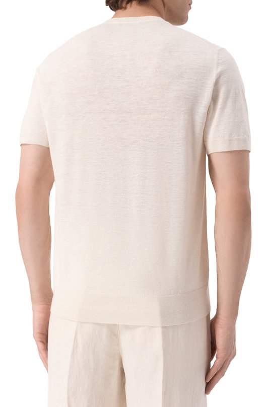 Джемпер из шелка и льна Corneliani 25M547-2525111 Кремовый  25M547-2525111 Фото 4