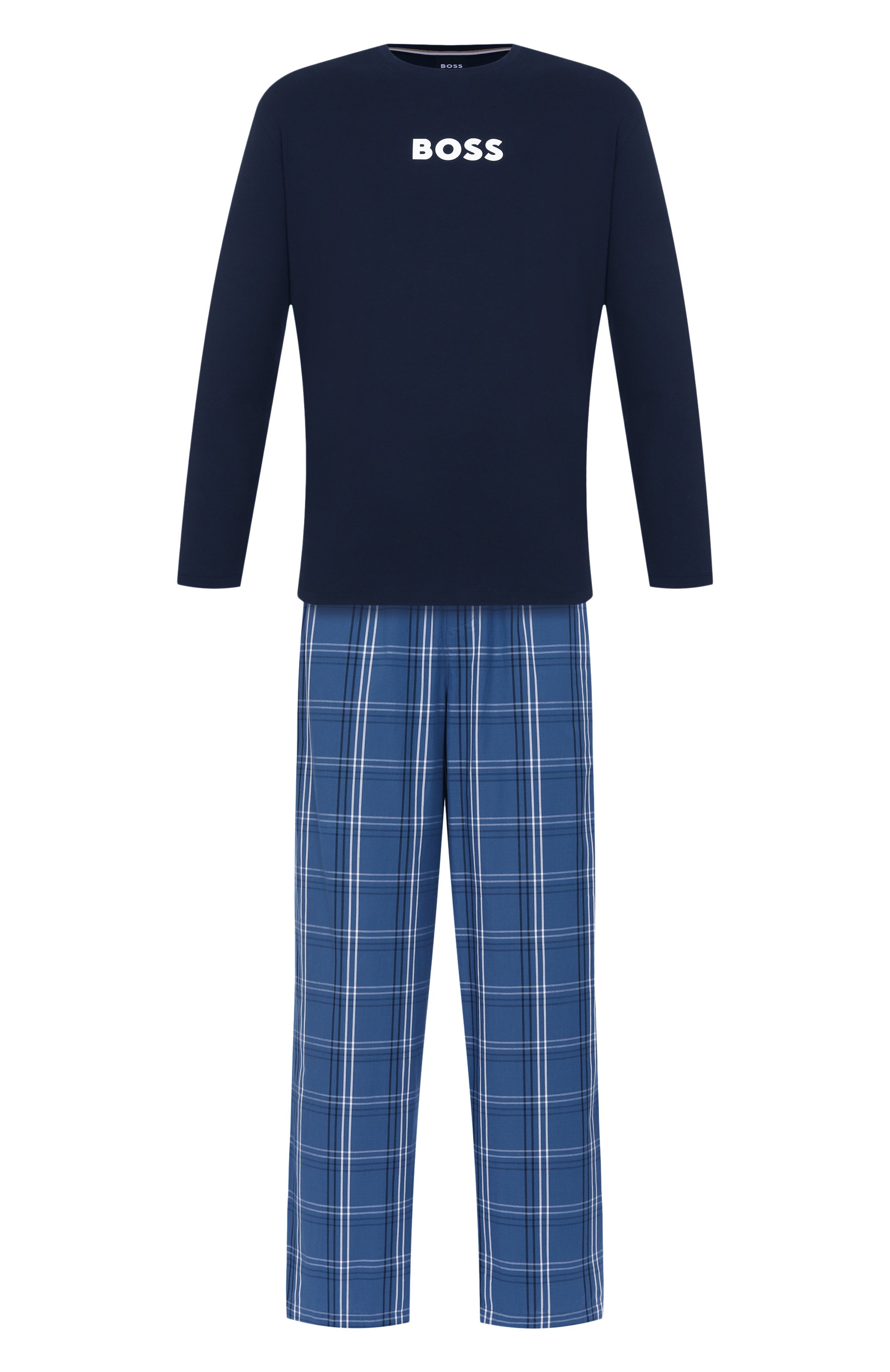 Хлопковая пижама BOSS синего цвета по цене 14950 руб., арт. 50535882, фото 1 Хлопковая пижама BOSS, арт. 50535882, фото 1