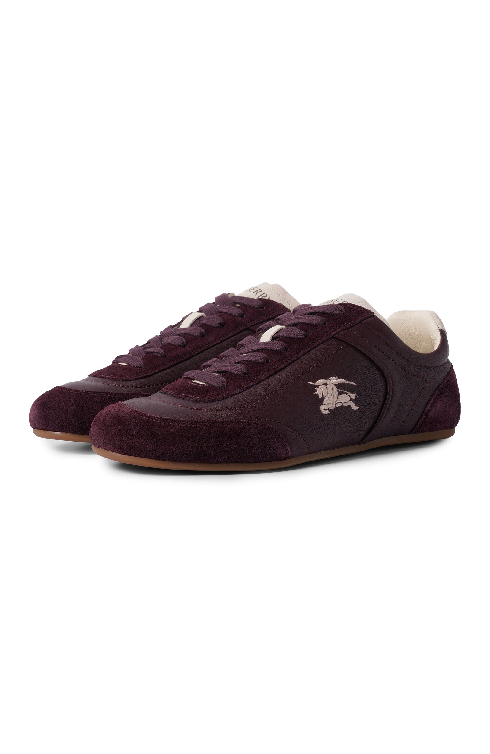 Кожаные кеды knight runner BURBERRY бордового цвета по цене 82500 руб., арт. 8127804, фото 1 Кожаные кеды knight runner BURBERRY, арт. 8127804, фото 1