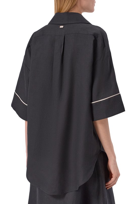 Льняная рубашка Agnona TD1109E/U3049E Чёрный  TD1109E/U3049E Фото 4