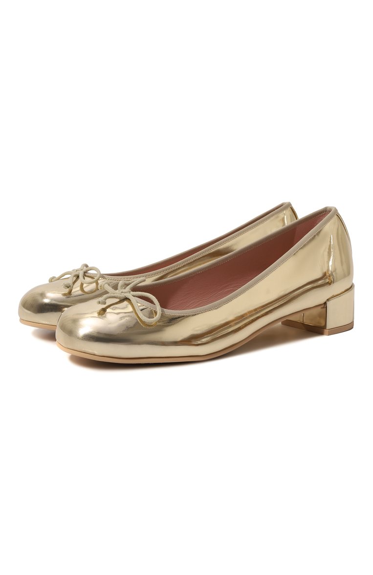 Детские туфли PRETTY BALLERINAS золотого цвета, арт. 51282 | Фото 1 (Материал сплава: Проставлено; Материал внешний: Экокожа; Материал внутренний: Натуральная кожа; Нос: Не проставлено)