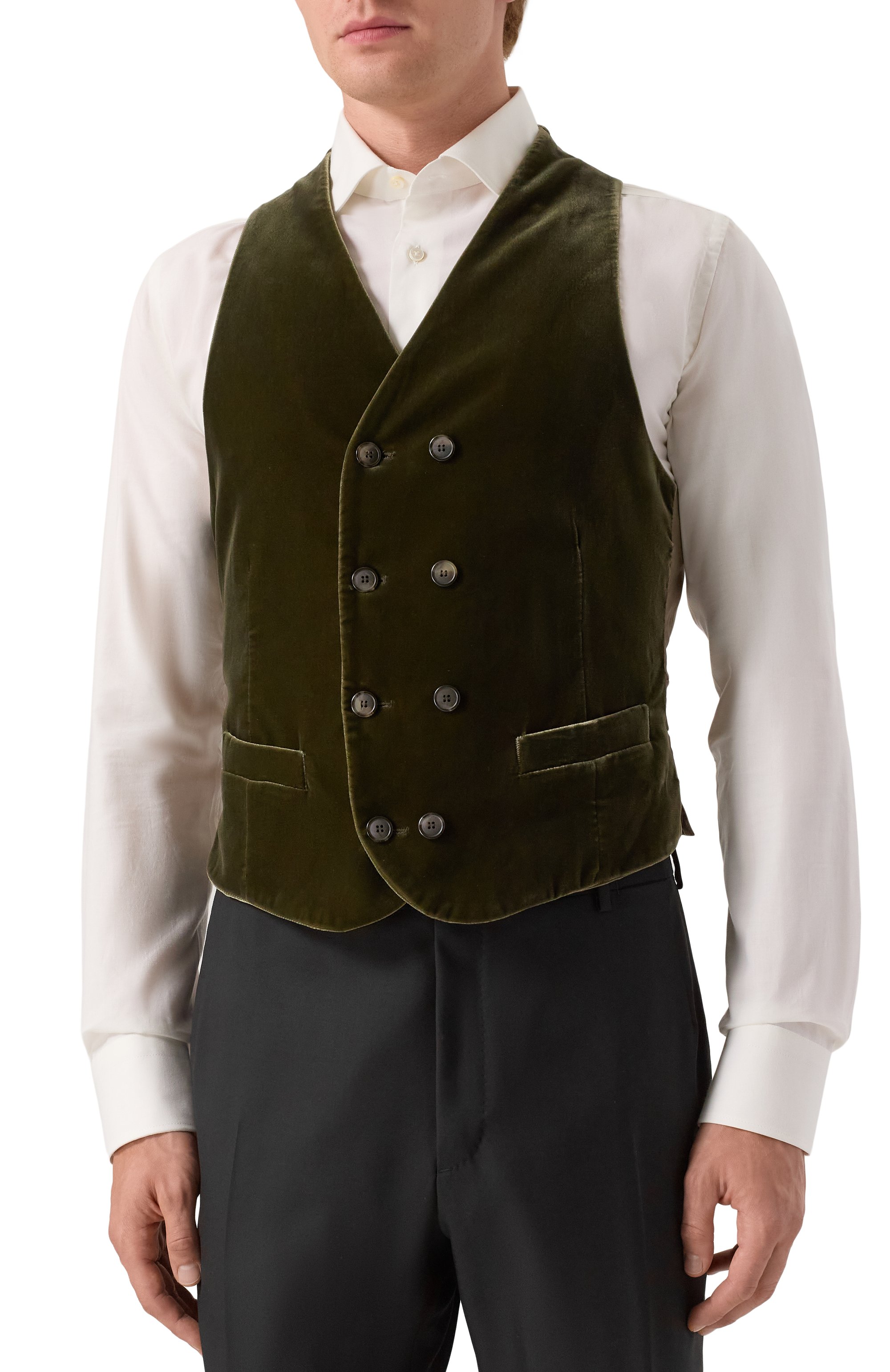 Бархатный жилет GIORGIO ARMANI хаки цвета по цене 111000 руб., арт. 0WGGK01T/T0025, фото 3 Бархатный жилет GIORGIO ARMANI, арт. 0WGGK01T/T0025, фото 3