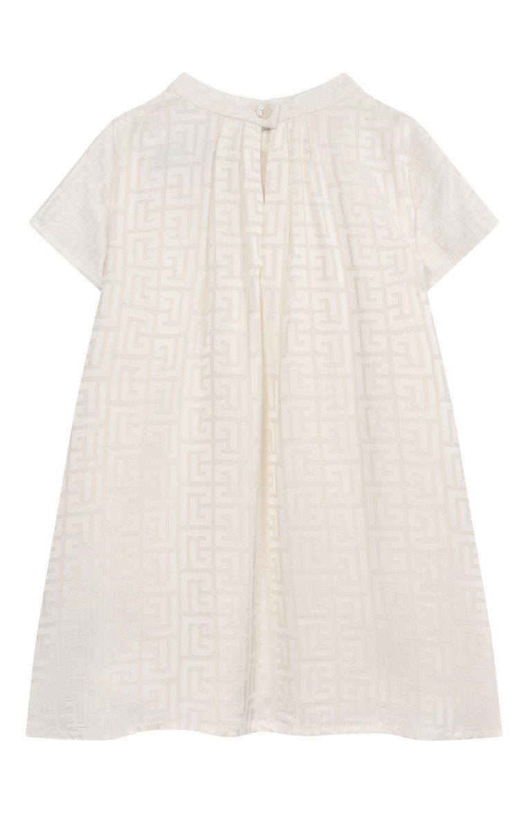 Женский комплект из платья и шорт BALMAIN молочного цвета, арт. BW1141 | Фото 3 (Нос: Не проставлено; Материал внешний: Вискоза; Материал подклада: Купро; Ростовка одежда: 9 мес | 74 см, 18 мес | 86 см, 12 мес | 80 см)