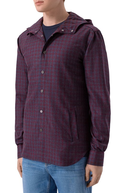 Шерстяная рубашка Kiton UMCMARK0167G37 Бордовый  UMCMARK0167G37 Фото 3