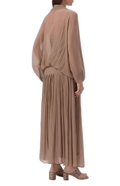 Шелковое платье ALBUS LUMEN коричневого цвета по цене 108000 руб., арт. AL.RT25.001_SET, фото 3 Шелковое платье ALBUS LUMEN, арт. AL.RT25.001_SET, фото 3