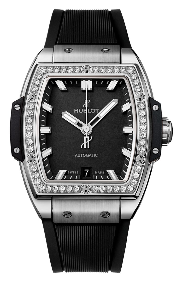 Женские часы big bang titanium diamonds HUBLOT бесцветного цвета, арт. 665.NX.1170.RX.1204 | Фото 1 (Материал корпуса: Титан; Цвет циферблата: Чёрный; Механизм: Автомат; Нос: Не проставлено; Региональные ограничения белый список (Axapta Mercury): Не проставлено)