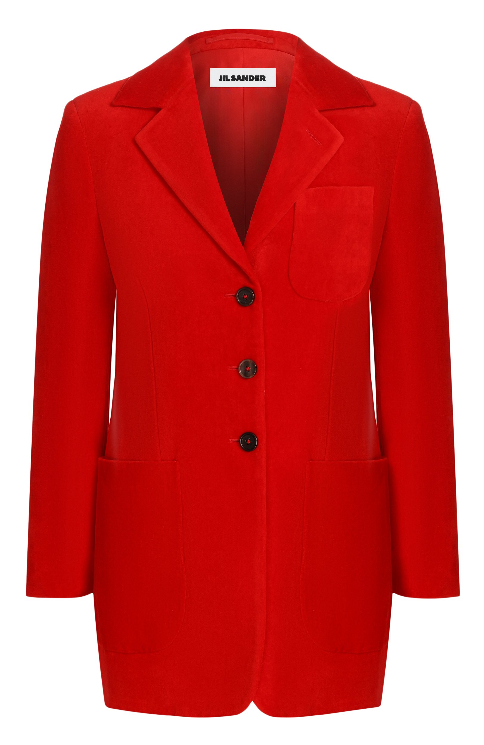 Бархатный жакет JIL SANDER красного цвета по цене 399000 руб., арт. J02BN0272/J45367, фото 1 Бархатный жакет JIL SANDER, арт. J02BN0272/J45367, фото 1