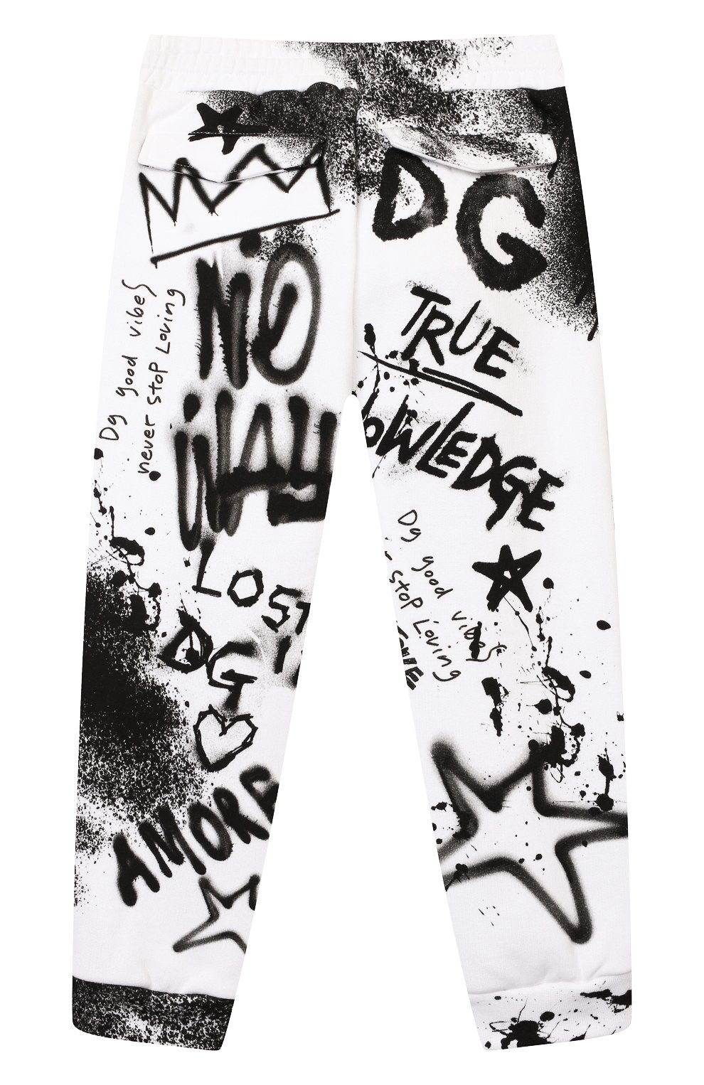 Хлопковые джоггеры DOLCE & GABBANA черно-белого цвета по цене 33750 руб., арт. L4JPDF/G7A6U/2-6, фото 2 Хлопковые джоггеры DOLCE & GABBANA, арт. L4JPDF/G7A6U/2-6, фото 2