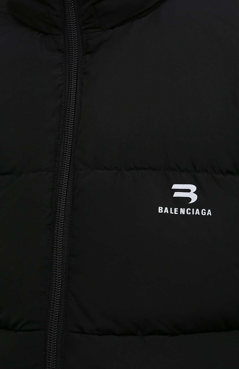 Женский пуховик BALENCIAGA черного цвета, арт. 675212/TYD36 | Фото 5 (Материал внешний: В�искоза, Синтетический материал; Материал подклада: Синтетический материал; Стили: Спорт-шик; Рукава: Длинные; Кросс-КТ: Пуховик; Длина (верхняя одежда): До середины бедра; Материал сплава: Проставлено; Драгоценные камни: Проставлено)