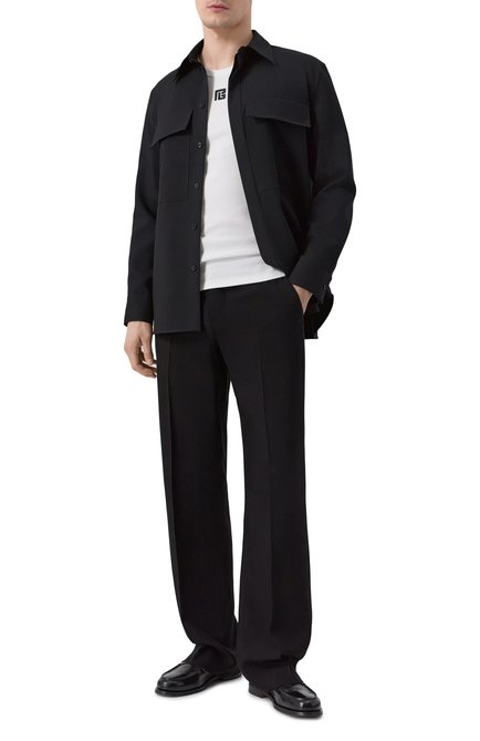 Мужская шерстяная рубашка JIL SANDER черного цвета, арт. J23DL0104/J40159 | Фото 2 (Материал внешний: Шерсть; Рукава: Длинные; Драгоценные камни: Проставлено; Длина (для топов): Стандартные; Материал сплава: Проставлено)