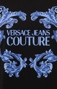 Мужская хлопковая футболка VERSACE JEANS COUTURE черного цвета, арт. 76GAHG02/CJ00G | Фото 5 (Рукава: Короткие; Длина (для топов): Стандартные; Принт: С принтом; Материал сплава: Проставлено; Материал внешний: Хлопок; Драгоценные камни: Проставлено; Стили: Кэжуэл)