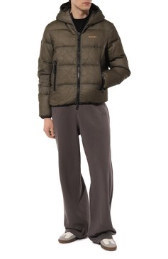 Мужская утепленная куртка DSQUARED2 хаки цвета, арт. S74AM1453/S60519 | Фото 2 (Рукава: Длинные; Материал внешний: Синтетический материал; Мужское Кросс-КТ: утепленные куртки; Материал сплава: Проставлено; Стили: Спорт-шик, Кэжуэл; Драгоценные камни: Проставлено; Длина (верхняя одежда): Короткие)