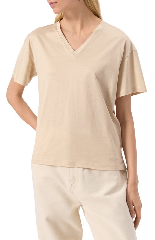 Футболка из шелка и хлопка Kiton D59420K0925F06 Бежевый  D59420K0925F06 Фото 3