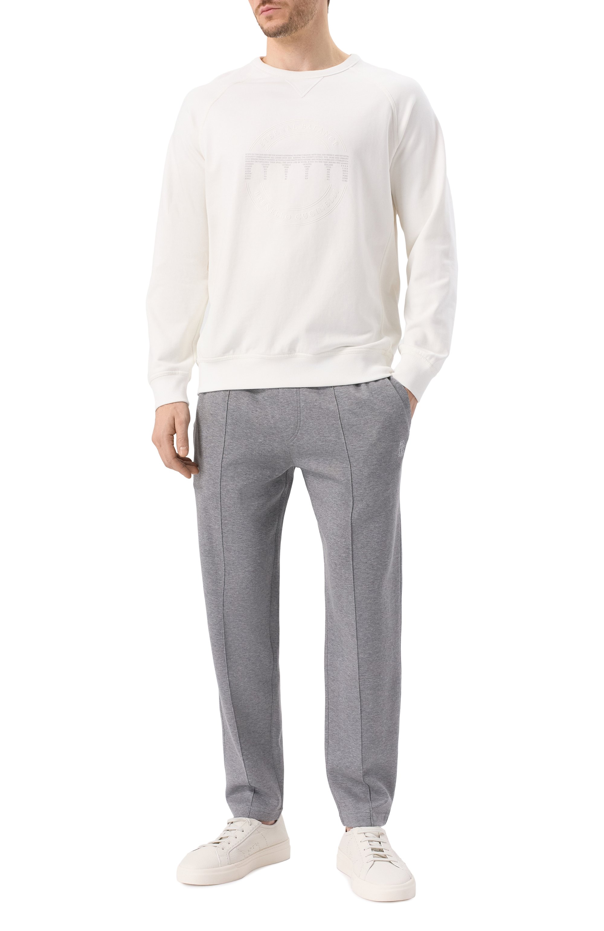 Брюки из хлопка и кашемира BRUNELLO CUCINELLI серого цвета по цене 82950 руб., арт. MM831B2331, фото 2 Брюки из хлопка и кашемира BRUNELLO CUCINELLI, арт. MM831B2331, фото 2