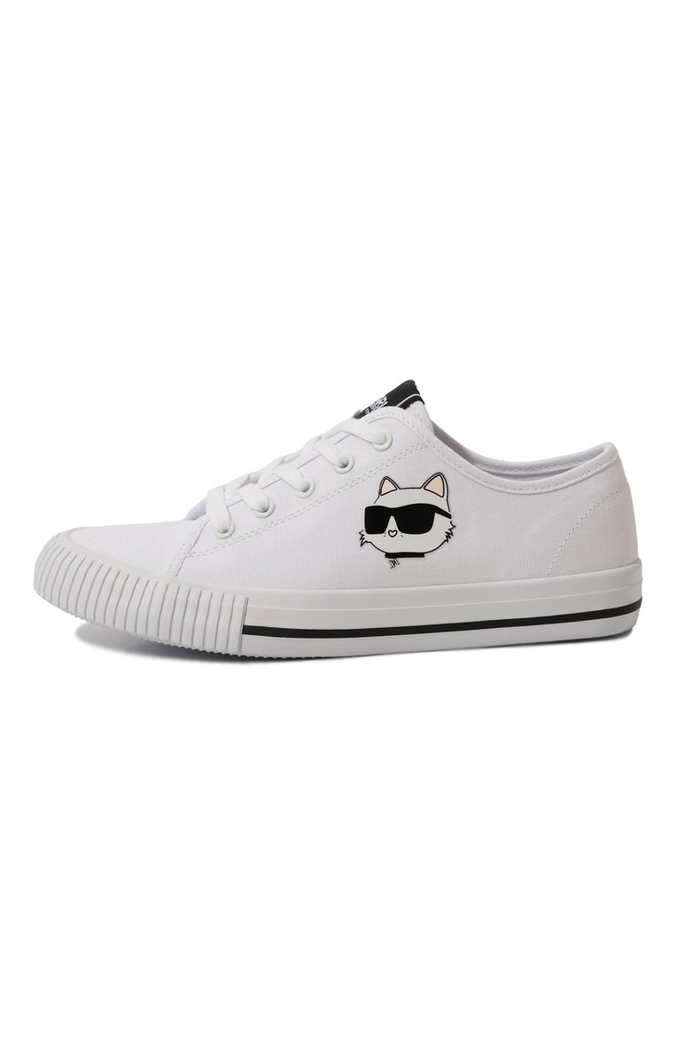 Детские текстильные кеды KARL LAGERFELD KIDS белого цвета, арт. Z30010 | Фото 2 (Материал внешний: Текстиль; Нос: Не проставлено; Мальчики Кросс-КТ: Обувь-низкие; Автоматизация состава: Проставлено)