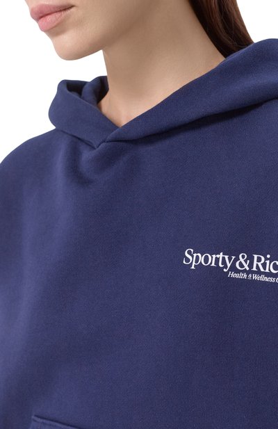 Хлопковое худи SPORTY AND RICH темно-синего цвета по цене 33600 руб., арт. ST095710087BL106, фото 5 Хлопковое худи SPORTY AND RICH, арт. ST095710087BL106, фото 5