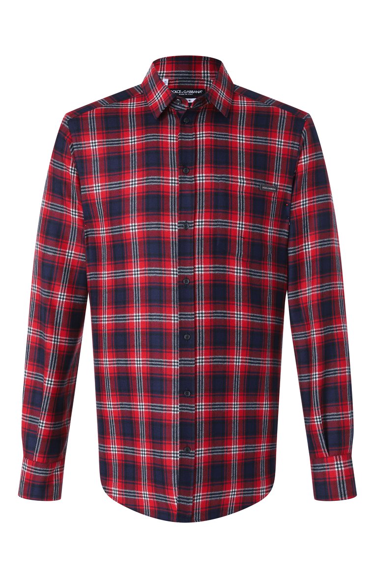 Мужская шерстяная рубашка DOLCE & GABBANA красного цвета, арт. G5JZ9T/FQ2H3 | Фото 1 (Длина (для топов): Стандартные; Материал сплава: Проставлено; Драгоценные камни: Проставлено; Материал внешний: Шерсть; Рукава: Длинные; Случай: Повседневный; Рубашки М: Regular Fit; Принт: Клетка; Воротник: Кент; Манжеты: На пуговицах; Стили: Кэжуэл)