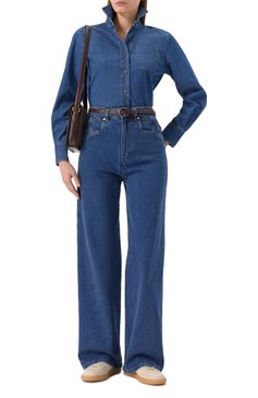 Женские джинсы KITON синего цвета, арт. DJ53102K0930F02 | Фото 2 (Длина (брюки, джин�сы): Стандартные; Материал внешний: Хлопок, Деним; Силуэт Ж (брюки и джинсы): Расклешенные; Кросс-КТ: Деним; Детали: Делаве; Стили: Кэжуэл)