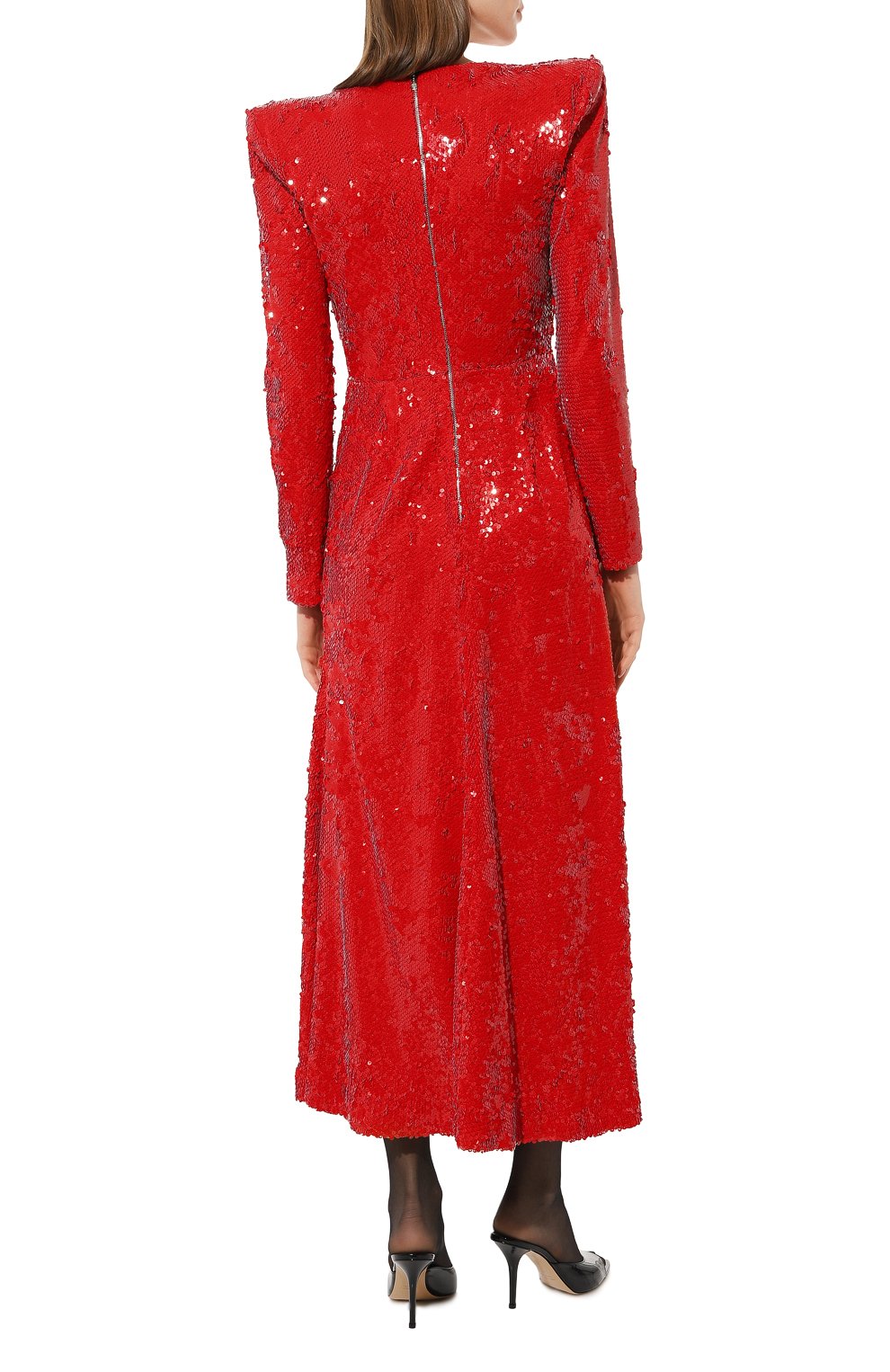 Платье с отделкой пайетками KALMANOVICH красного цвета по цене 58440 руб., арт. FW22K36, фото 4 Платье с отделкой пайетками KALMANOVICH, арт. FW22K36, фото 4