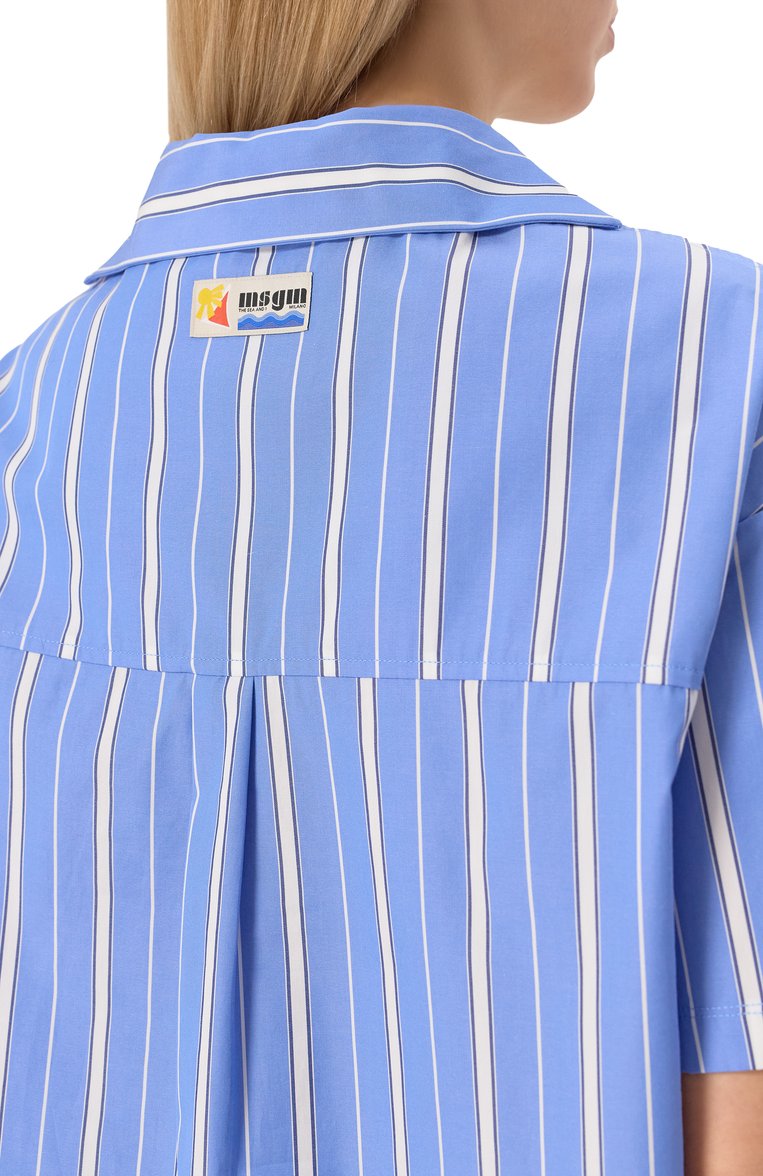 Женская хлопковая футболка MSGM белого цвета, арт. 3841MDM125/257002 | Фото 5 (Длина (для топов): Удлиненные; Материал внешний: Хлопок; Рукава: 3/4; Принт: С принтом; Стили: Кэжуэл)