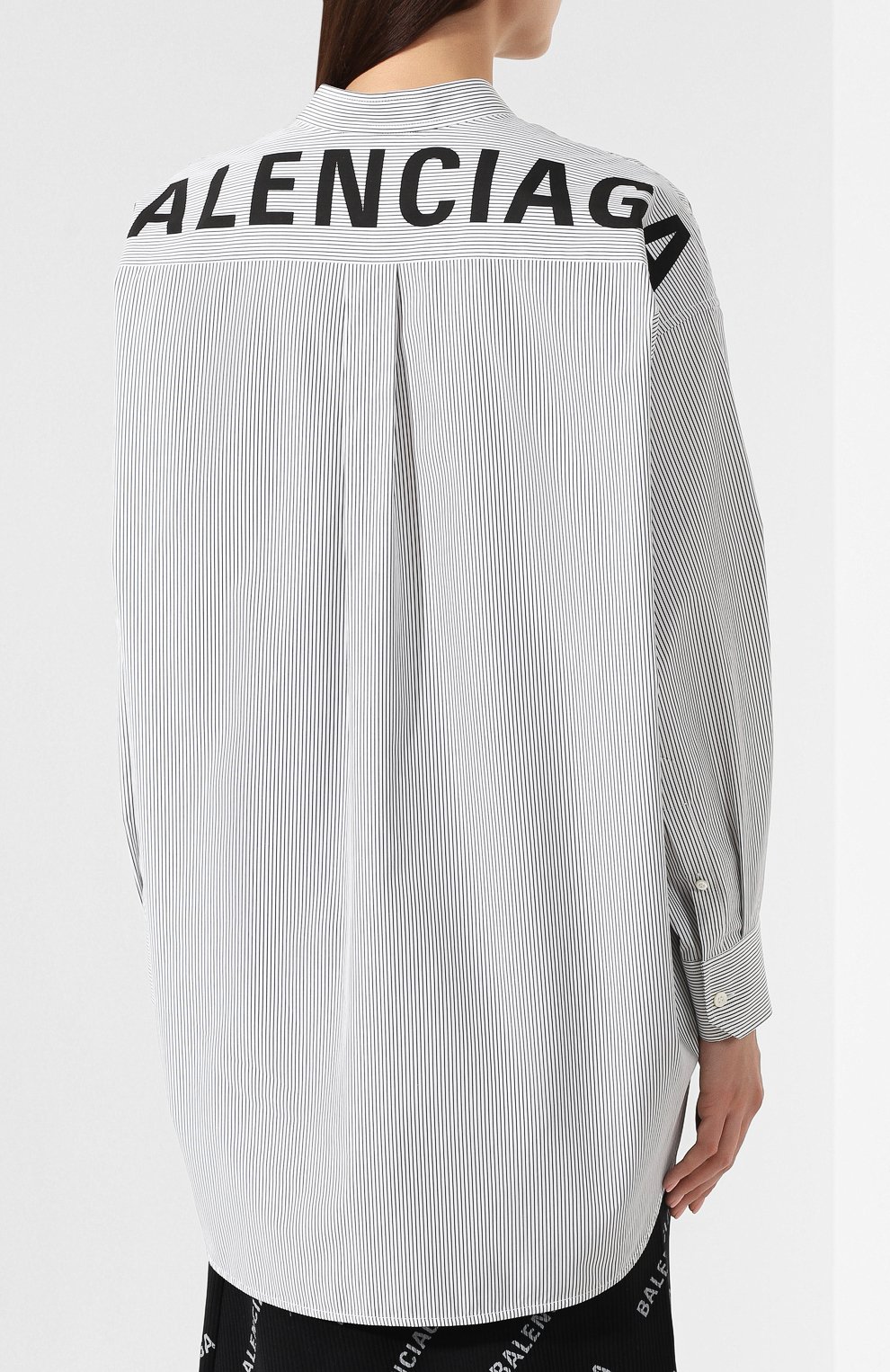 Хлопковая рубашка BALENCIAGA черно-белого цвета по цене 64450 руб., арт. 520497/TEM15, фото 4 Хлопковая рубашка BALENCIAGA, арт. 520497/TEM15, фото 4