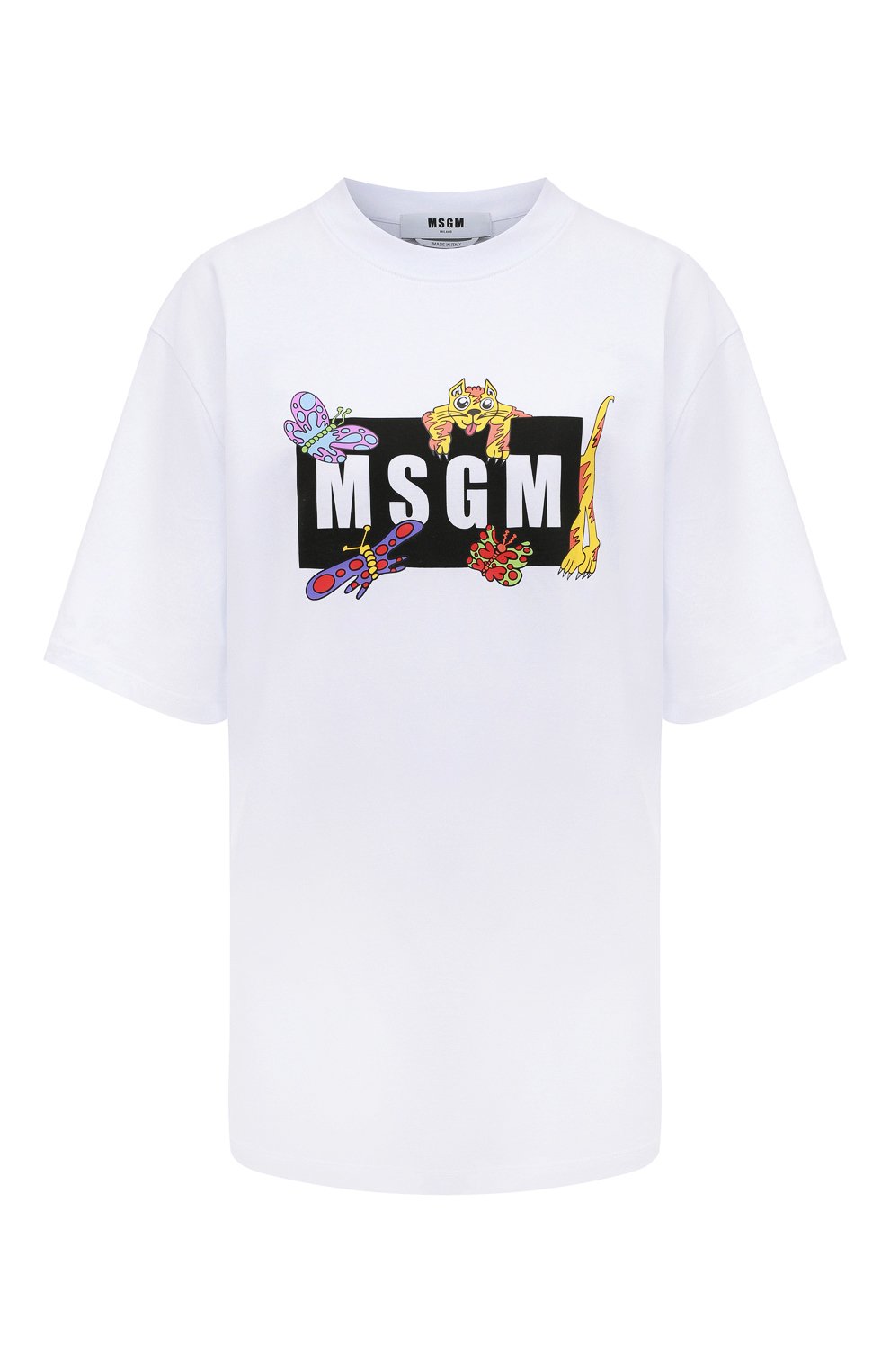 Хлопковая футболка MSGM белого цвета по цене 17600 руб., арт. 3241MDM176 227298, фото 1 Хлопковая футболка MSGM, арт. 3241MDM176 227298, фото 1