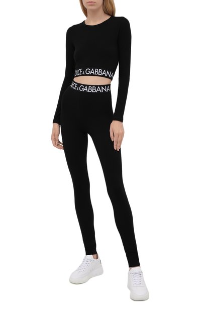 Хлопковый топ DOLCE & GABBANA черного цвета по цене 35600 руб., арт. F8N51T/FUEEY, фото 2 Хлопковый топ DOLCE & GABBANA, арт. F8N51T/FUEEY, фото 2