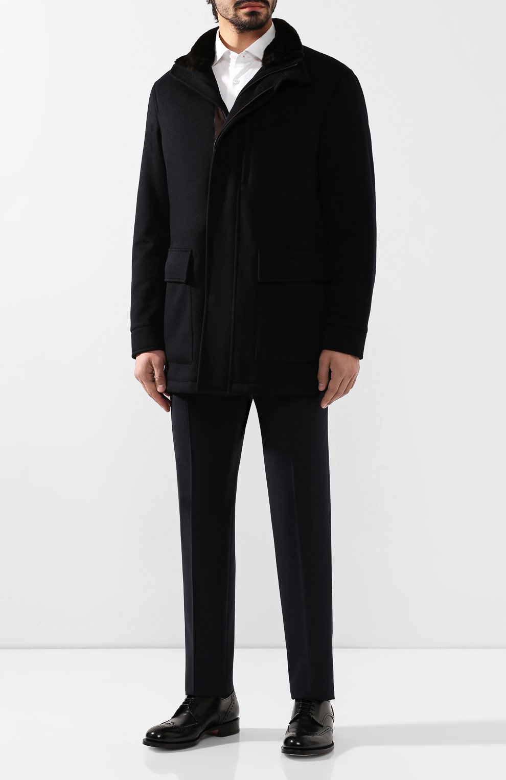 Кашемировое пальто с воротником из нутрии ZEGNA, арт. UTT49/350KN, фото 2