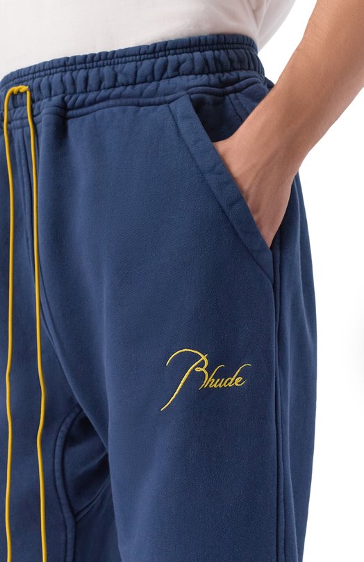 Хлопковые брюки Rhude RHPF25PA01012 Синий  RHPF25PA01012 Фото 5
