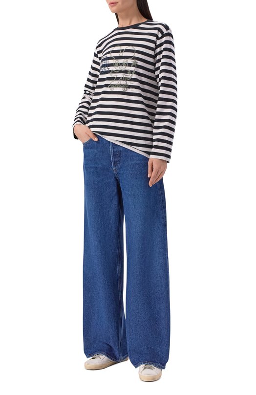 Хлопковый лонгслив Zadig and Voltaire JWTS02839 Чёрно-белый  JWTS02839 Фото 2