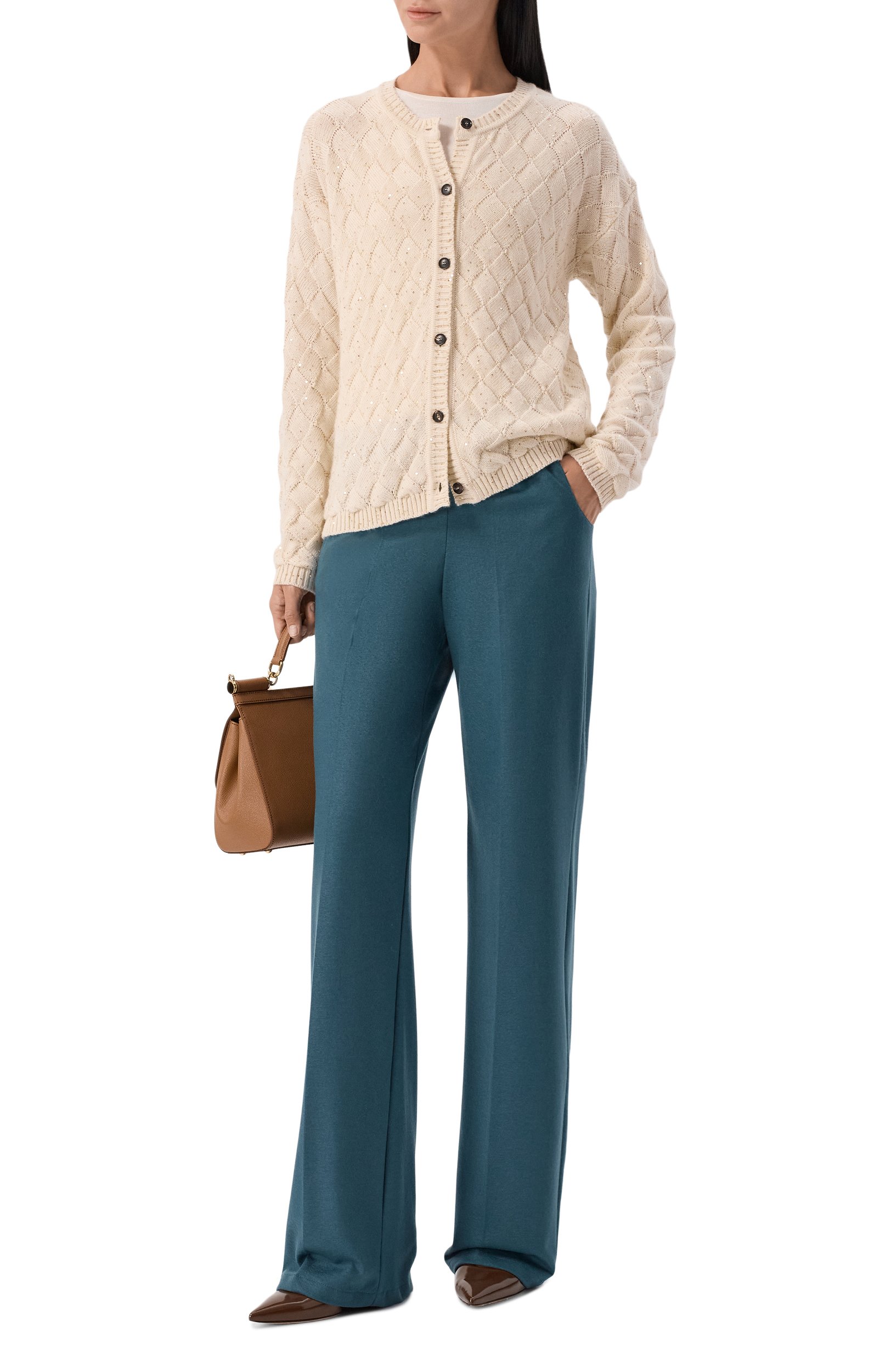 Кашемировые брюки KITON бирюзового цвета по цене 427000 руб., арт. D48122K0173I, фото 2 Кашемировые брюки KITON, арт. D48122K0173I, фото 2