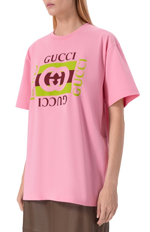 Хлопковая футболка Gucci 837959/XJHG9 Розовый  837959/XJHG9 Фото 3