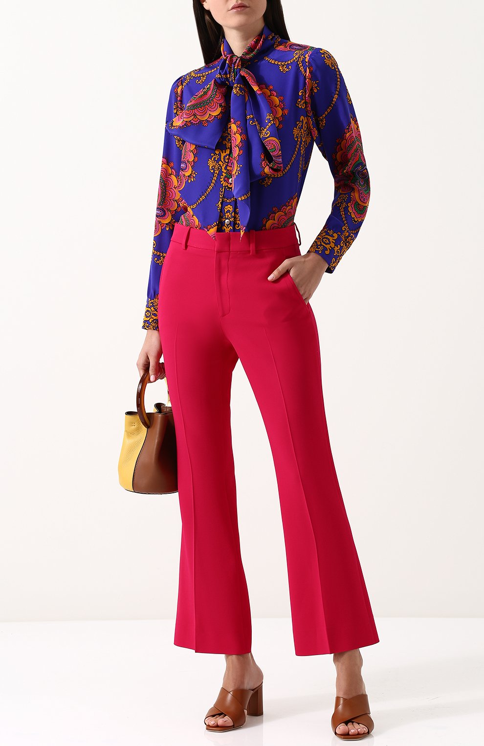 Шелковая блуза с воротником аскот и принтом GUCCI, арт. 467085/ZKP46, фото 2