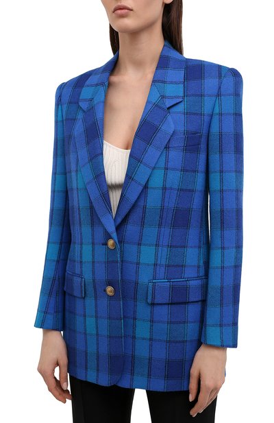 Шерстяной жакет SAINT LAURENT синего цвета по цене 299500 руб., арт. 634988/Y7B77, фото 3 Шерстяной жакет SAINT LAURENT, арт. 634988/Y7B77, фото 3