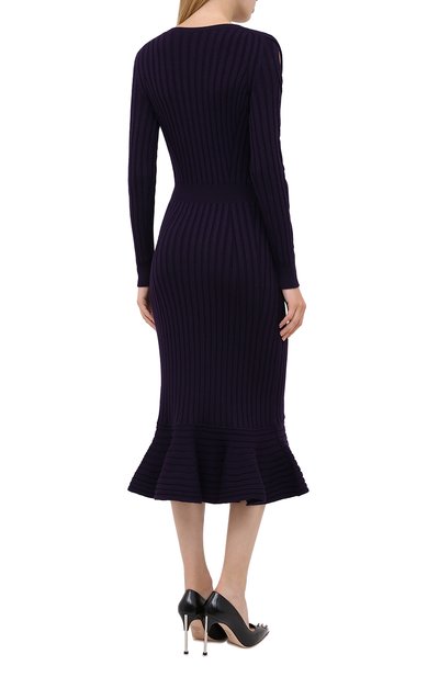 Шерстяное платье ALEXANDER MCQUEEN фиолетового цвета по цене 134500 руб., арт. 633684/Q1AQH, фото 4 Шерстяное платье ALEXANDER MCQUEEN, арт. 633684/Q1AQH, фото 4