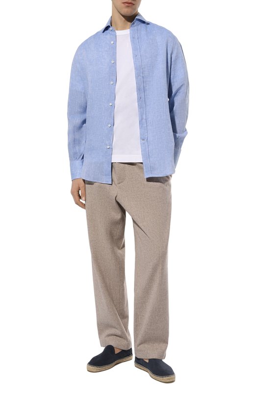 Льняная рубашка Brunello Cucinelli MS6500028 Голубой  MS6500028 Фото 2