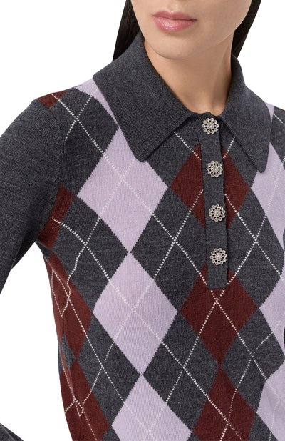 Шерстяное поло SELF-PORTRAIT темно-серого цвета по цене 59650 руб., арт. RS26185TGR, фото 5 Шерстяное поло SELF-PORTRAIT, арт. RS26185TGR, фото 5