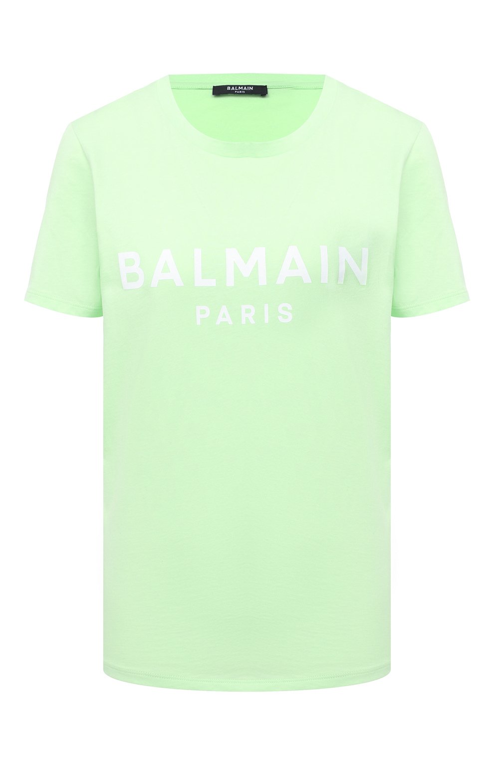 Хлопковая футболка BALMAIN светло-зеленого цвета по цене 29950 руб., арт. VF11350/B019, фото 1 Хлопковая футболка BALMAIN, арт. VF11350/B019, фото 1