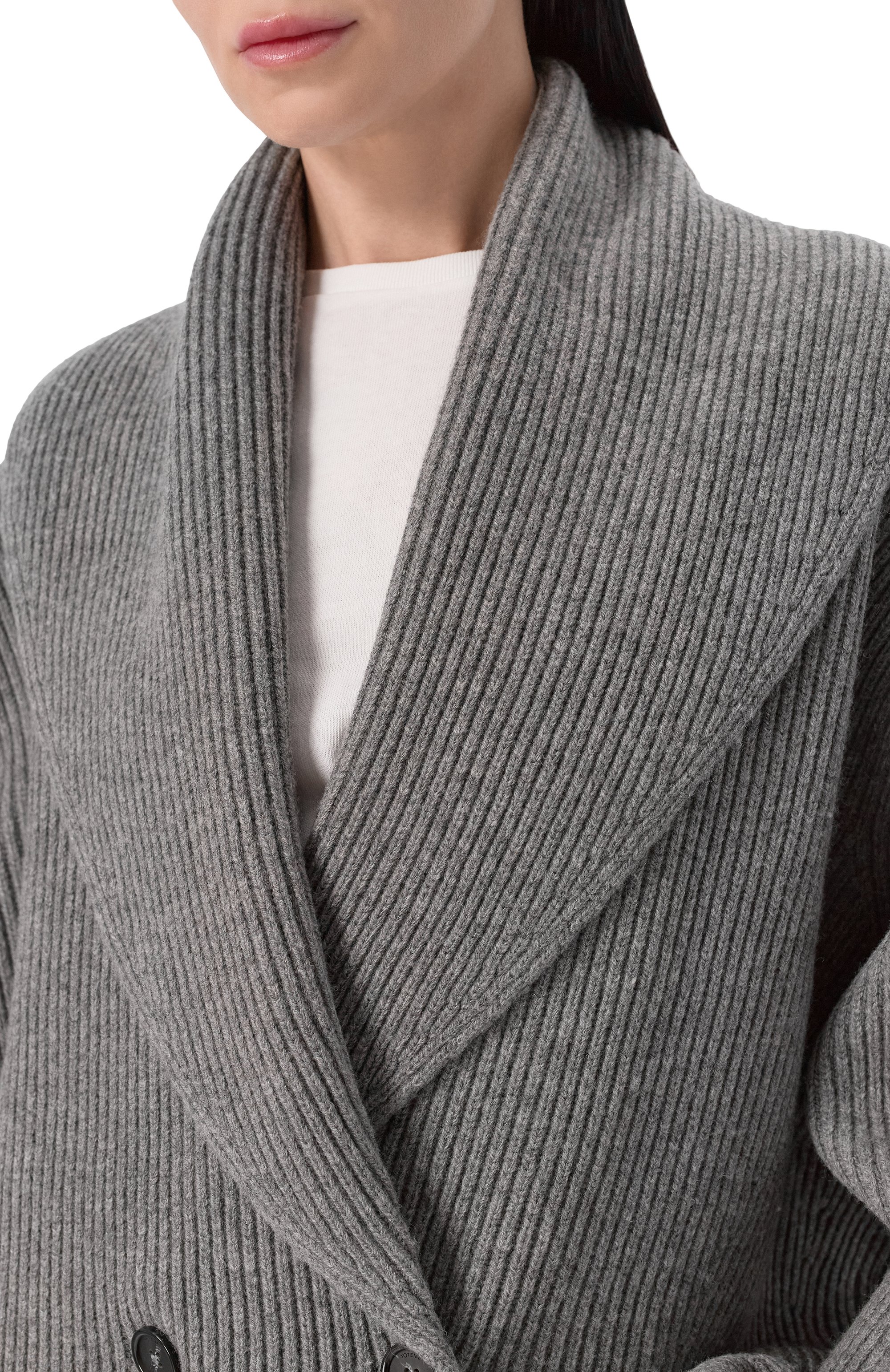 Шерстяной кардиган TOTEME серого цвета по цене 82900 руб., арт. 251-WRT4354-YA0239, фото 5 Шерстяной кардиган TOTEME, арт. 251-WRT4354-YA0239, фото 5