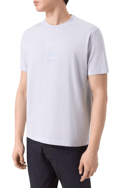Хлопковая футболка PAUL&SHARK светло-голубого цвета по цене 26300 руб., арт. 26411048_001, фото 3 Хлопковая футболка PAUL&SHARK, арт. 26411048_001, фото 3