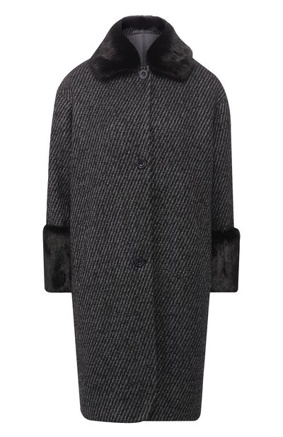 Женское пальто из смеси шерсти и кашемира с меховой отделкой KITON, арт. D46623K01R21