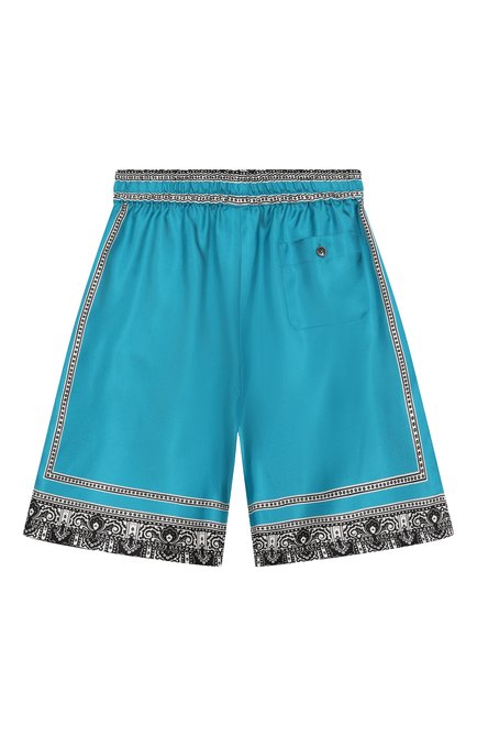Детские шелковые шорты DOLCE & GABBANA бирюзового цвета, арт. L43Q47/HI1W8/8-14 | Фото 2 (Материал внешний: Шелк; Материал сплава: Проставлено; Нос: Не проставлено)