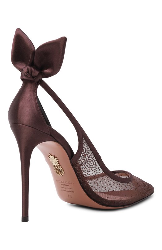 Текстильные туфли Bow Tie 105 Aquazzura DENHIGP1-SHI-ESP Коричневый  DENHIGP1-SHI-ESP Фото 5