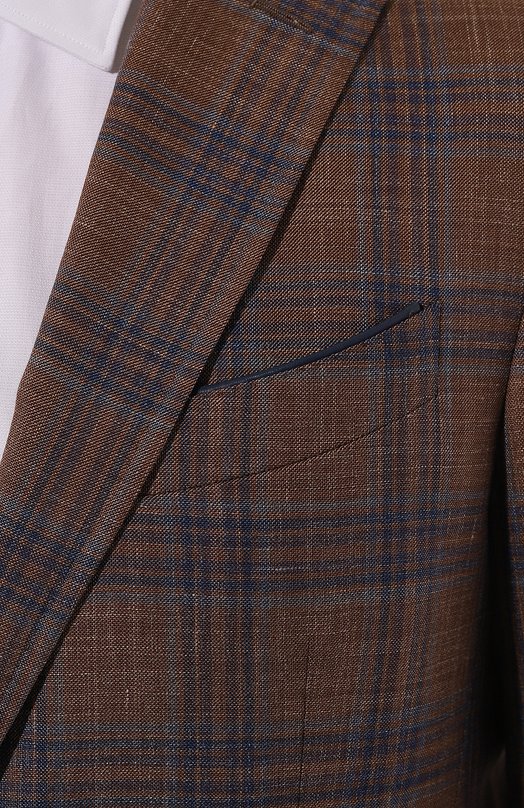 Пиджак из шерсти и шелка Zilli MNT-VG2F-2-C6211/M001 Коричневый  MNT-VG2F-2-C6211/M001 Фото 7